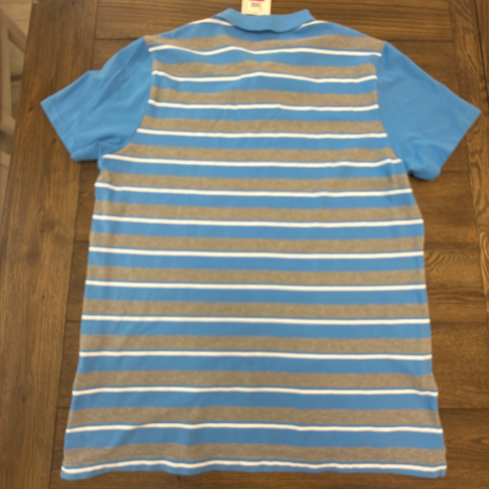 Puma Mens Race Stripe Pique Polo French Blue Grey Striped Dry Cell XXL New - Picture 8 of 10